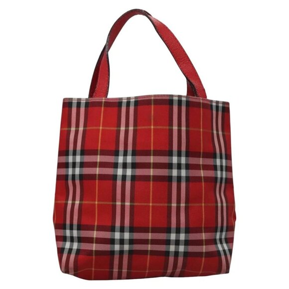 BURBERRY Nova Check Hand Bag Nylon Red Auth ti2831 - Picture 5 of 16